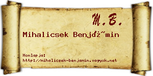 Mihalicsek Benjámin névjegykártya